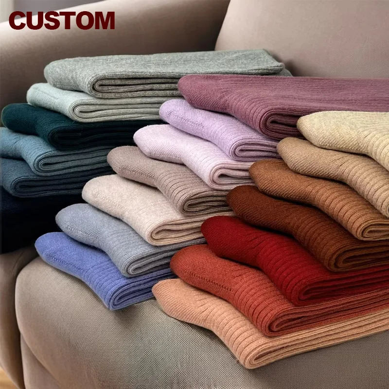 Бесшовные двойные теплые однотонные женские шерстяные смешанные 4% кашемировые носки на заказ