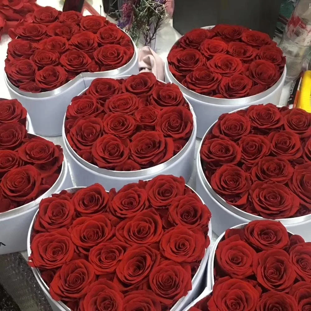 Preserved rose in round box wedding roses decoration roses for Christmas eternal flower