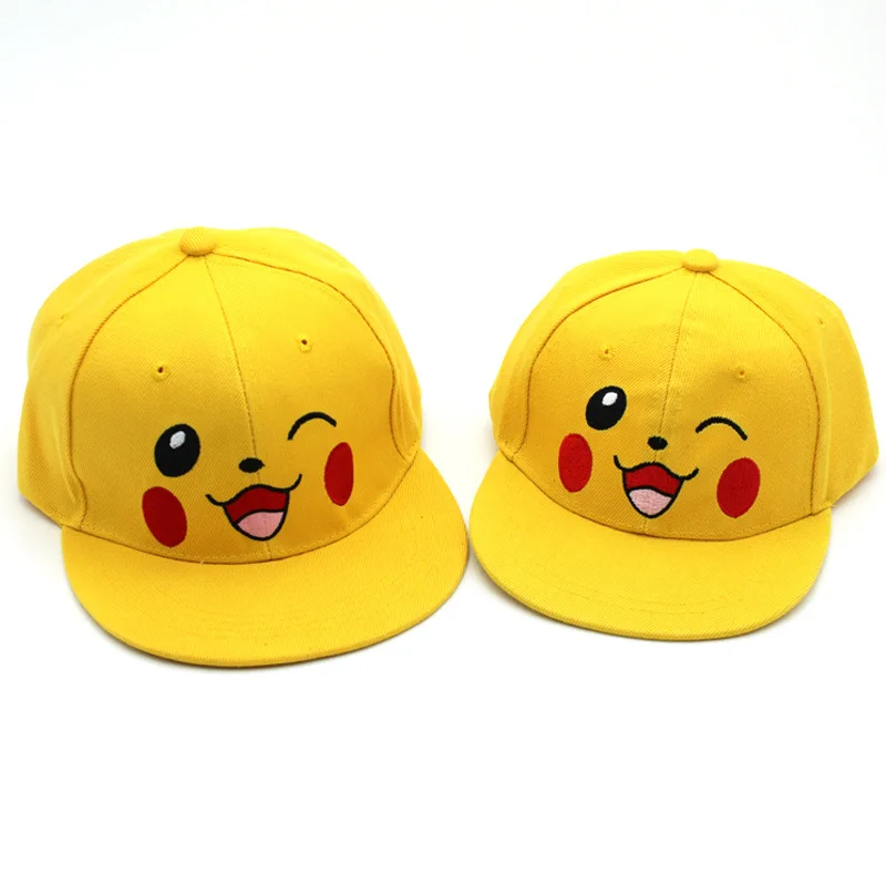 High Quality embroidery Cotton Kids Children Summer Baseball Hat Cartoon Pokemoned Pikachued Cap for Kids adult