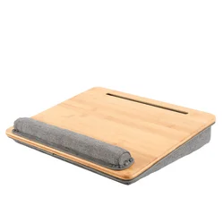 New design portable laptop bed desk with cushion bamboo computer table phone pad holder for study working