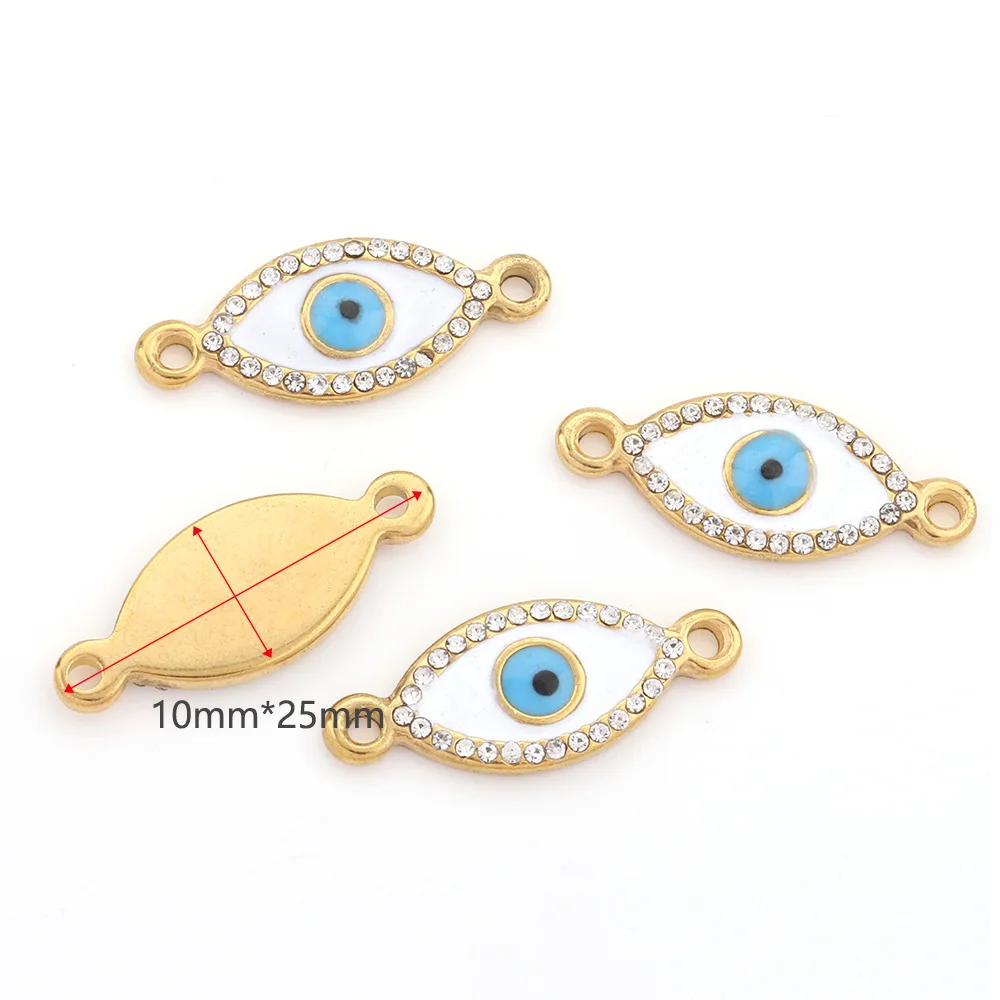 Fashion Stainless Steel Drop Devil Eye Diamond Setting Marquise Connector for Jewelry Necklace Bracelet Accessories