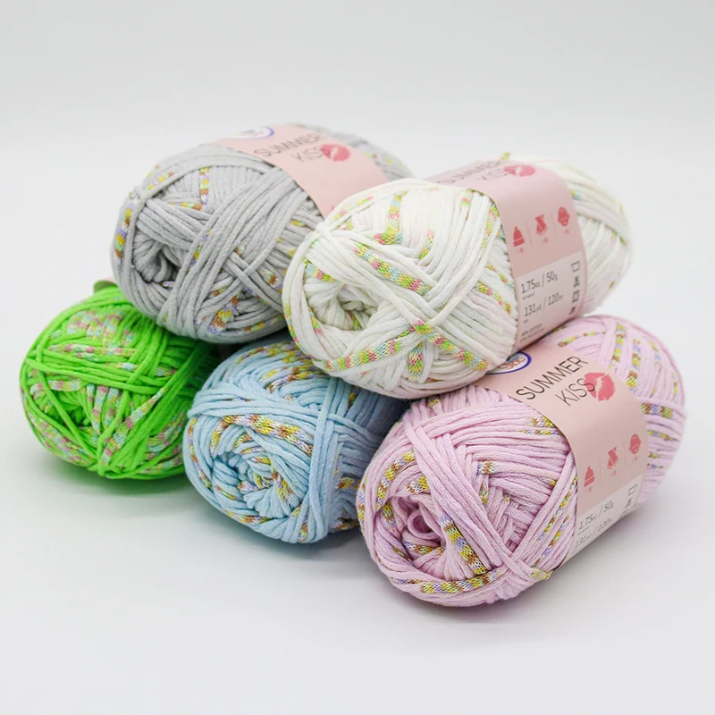 ZENGLONG 50g DIY crochet 80% cotton 20% polyester blended belt yarns fabric colorful tape yarn to hand knitting scarf