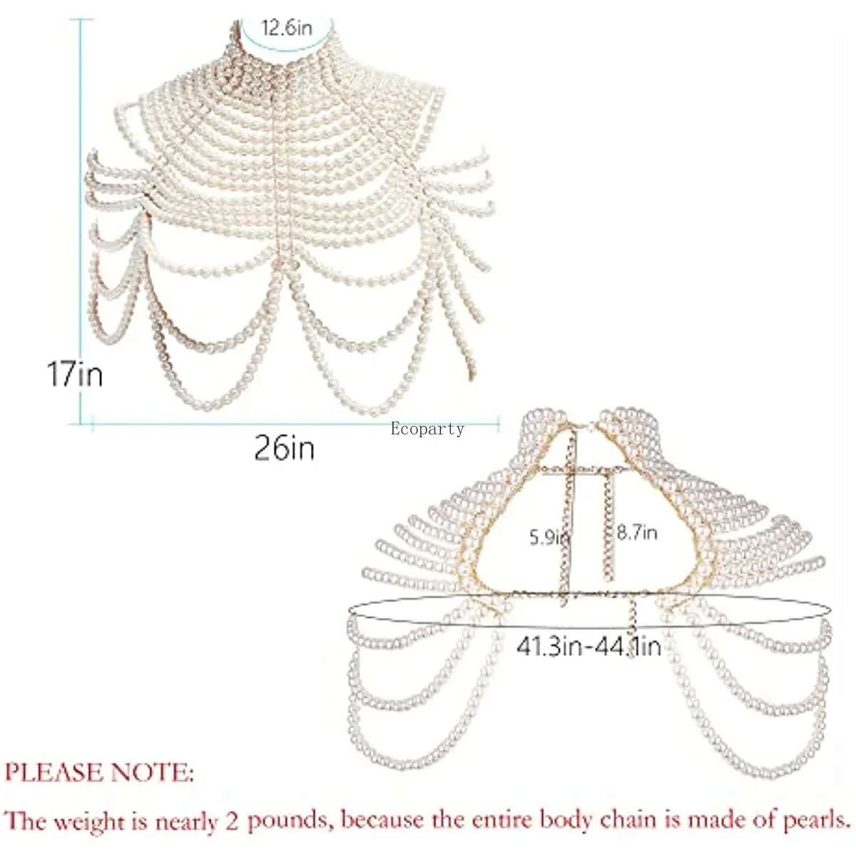 Womens Fashion Pearl Body Chain Bra Fashion Shoulder Necklaces Bra Chain Body Jewelry for Party Rave ecoparty