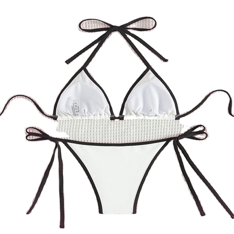 Wholesale UV50+  Customize 2 Mixed Solid Color 80% Polyamide 20% Elastane  Soft Sexy Brazilian Triangle Bikini Sets