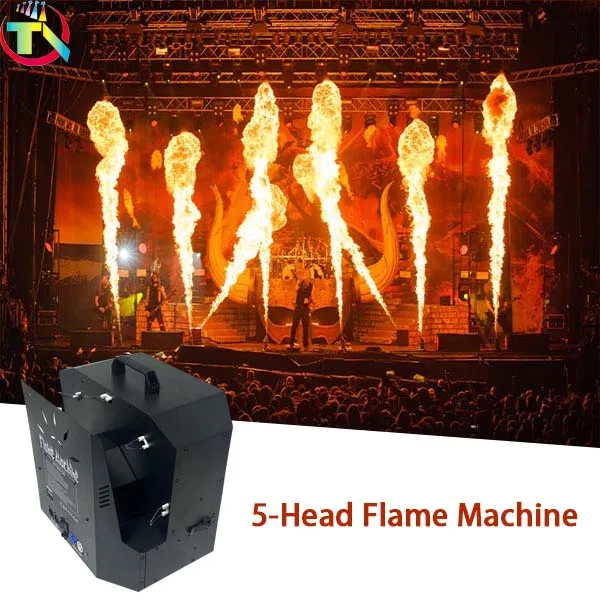 600W 5 Head Fire Flame Machine For Wedding Stage DJ Equipment Remote Control