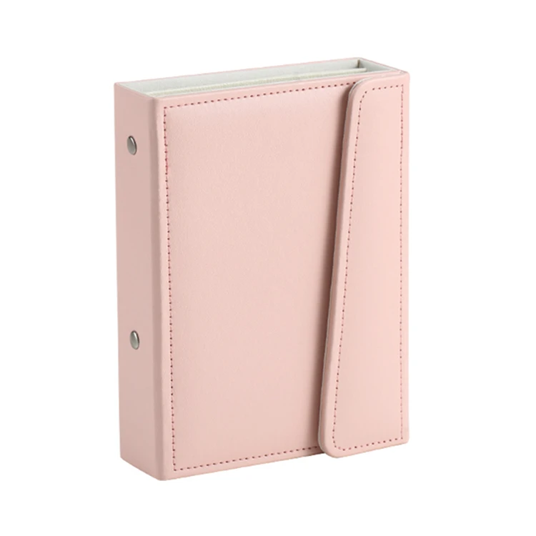 Latest magnetic wholesale high end pink white Leather Earrings Rings Packaging Jewellery Book in stock with mirror