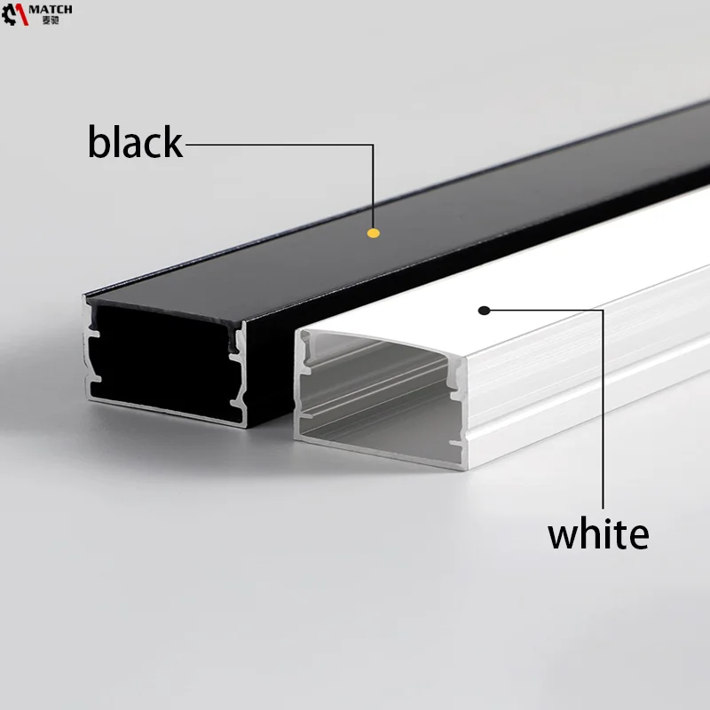 Super Thin Anodized Aluminum Extrusion Profiles Black White Finish with LED Strip Linear Light Recessed for Cabinet