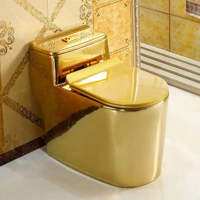 China Supplier Noble Gold Color One Piece Wc Toilet bathroom sanitary ware toilet washdown gold toilet