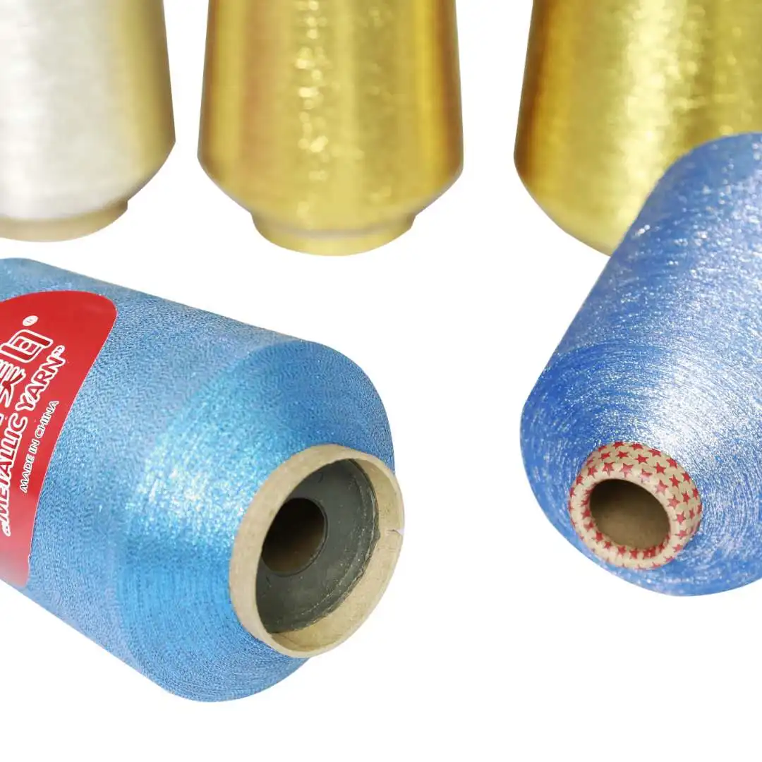 
High-strength China-made gold and silver thread polyester metallic glitter yarn 