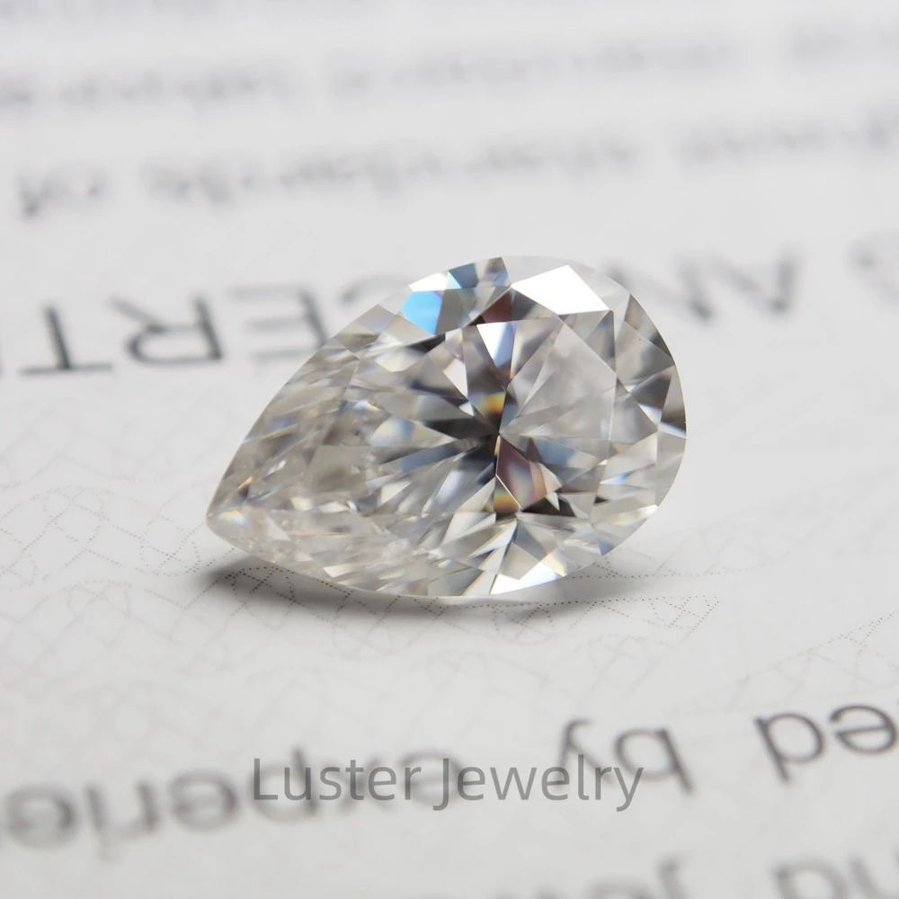 Luster Stunning Synthetic Gemstones GRA Loose Moissanite Diamonds Brilliant Cut 3*4-10*14mm DEF White Pear Shape Moissanite