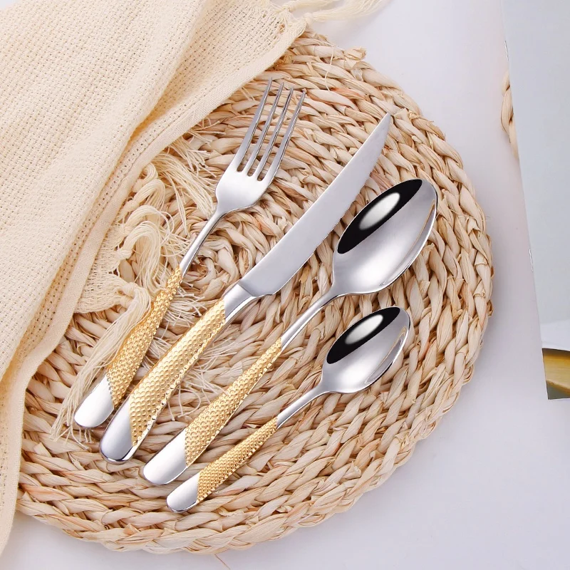 
Flatware Set 304 Spoons Spoon Silverware Travel Metal Silver Rose Stainless Steel Gold Cutlery 