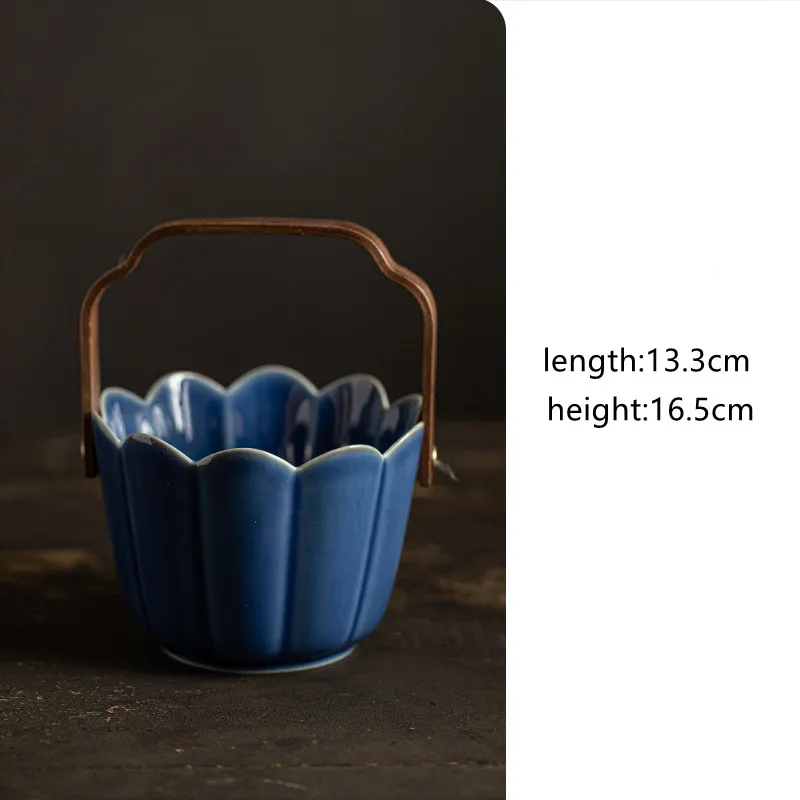 New Chinese Style Ceramic Storage Basket Fruit Basket Light Luxury High End Ceramic Plate