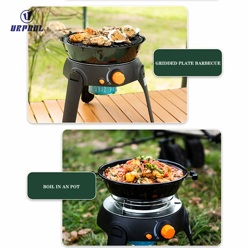 Outdoor portable multifunctional barbecue grill BBQ grill hot pot butane gas filling stove gas stove korean bbq