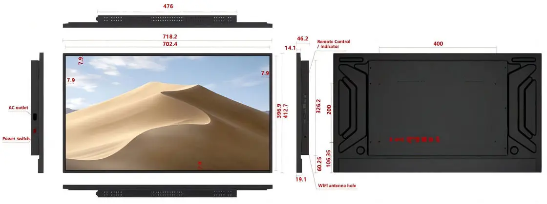 Customization 55 inch 1920*1080pixel Digital Menu Board lcd screen display