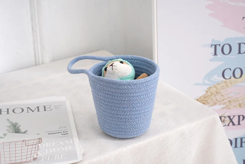 Cheap Wholesale Cotton Rope Oval Shape Woven Basket with Leather Clothing Wood TIME Storage Packing Pcs Color Design Plant Eco