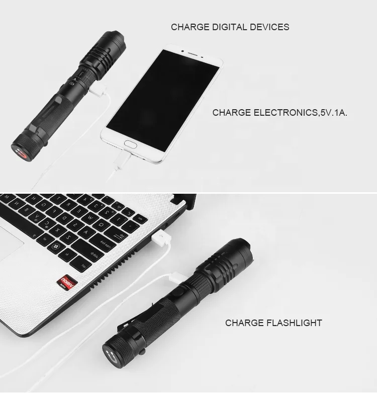  1000 люмен Zoom 18650 аккумулятор Алюминиевый USB Перезаряжаемый светодиодный тактический фонарик