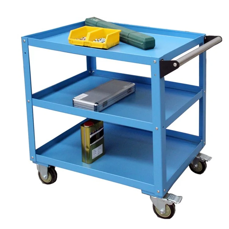 Load 200kg tool shelf 3-layer tool cart steel surface blue coating Storage shelf