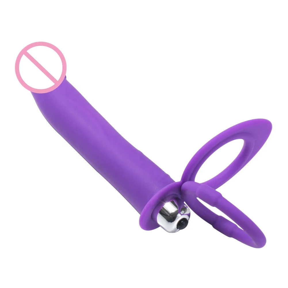 Vibrating Silicone  Penis Lock Sex Toy Cock Ring With Dildo vibrating anal plug For Female