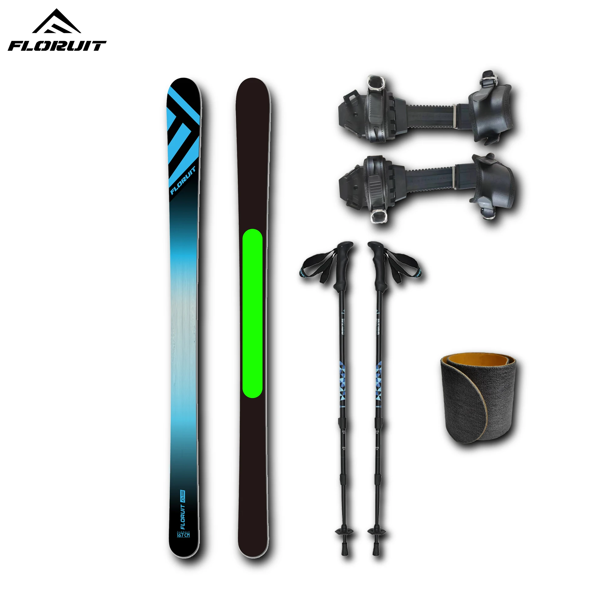 FLORUIT   Adult  Hok skiing wide backcountry ski set equipment with bindings