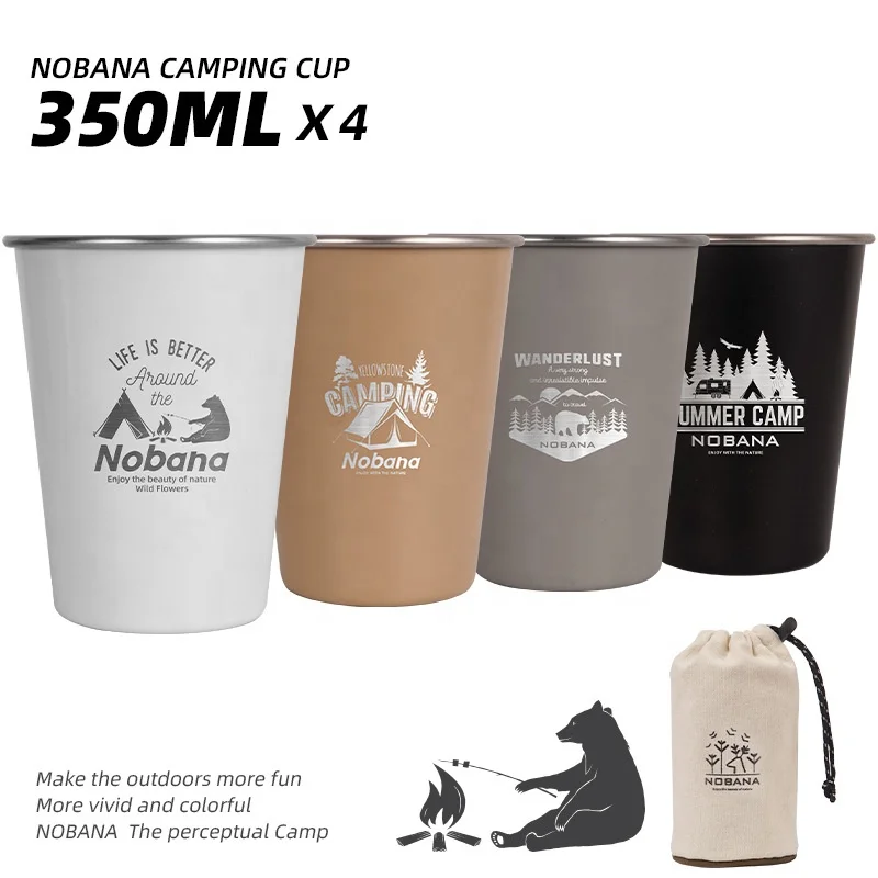 outdoor camping cup custom logo stainless steel 304 cup camping picnic barbecue beer water drink cup 4pcs Set tea