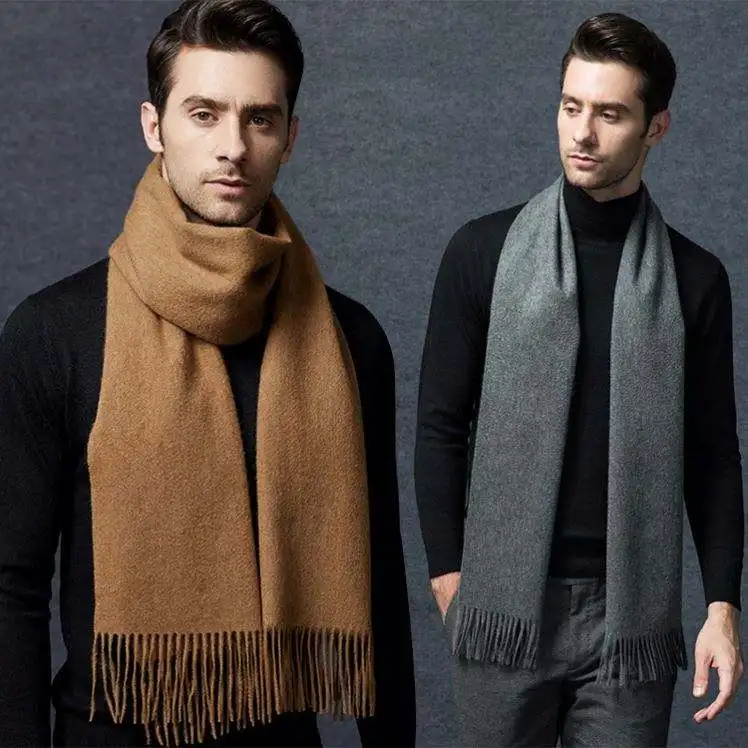 Wholesale Scarf Cashmere Feeling Solid Color Fashion Man Thick Winter Pashmina Shawls Scarves
