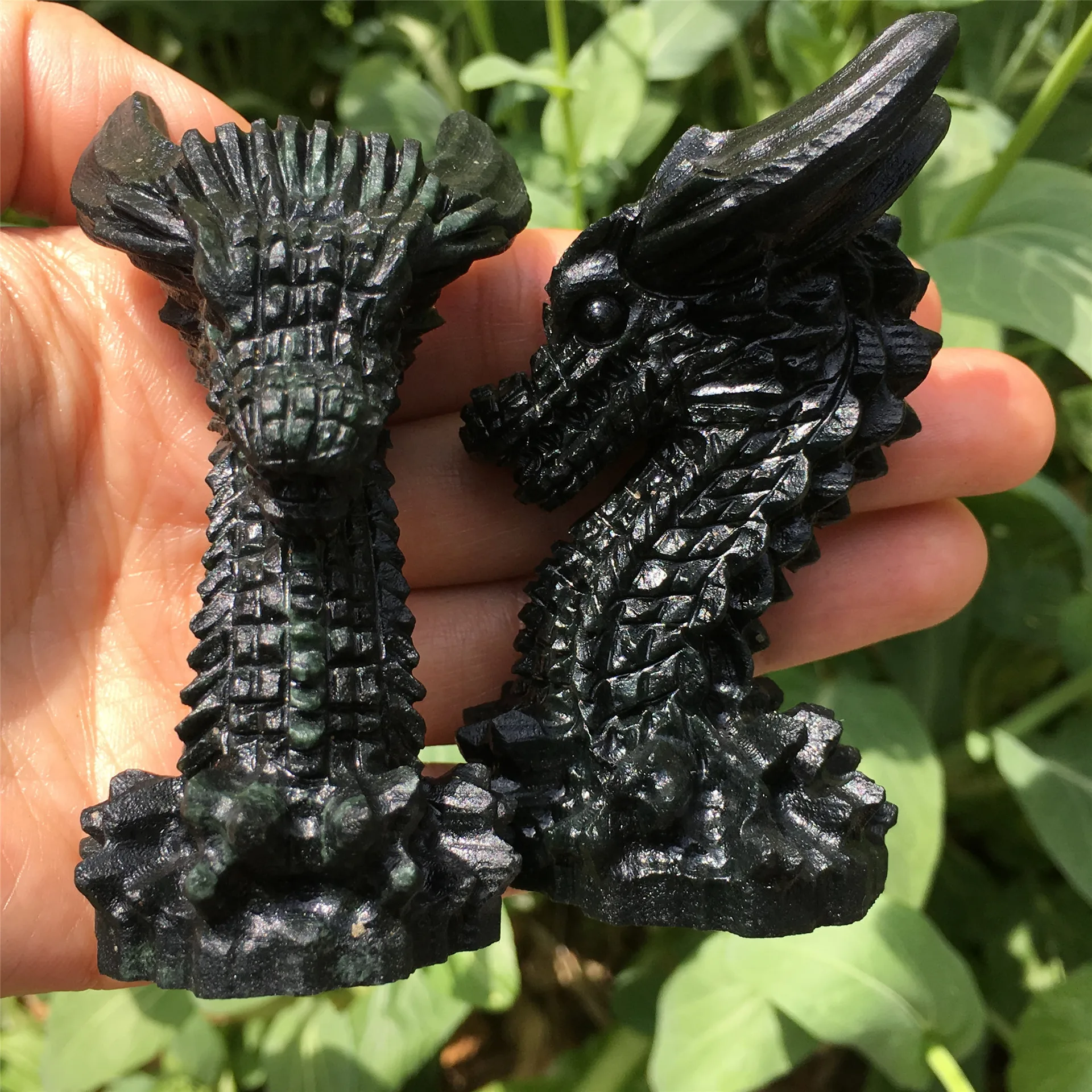 Natural Crystal Raw Stone Obsidian Dragon Figurine Crystal Crafts Home Decoration