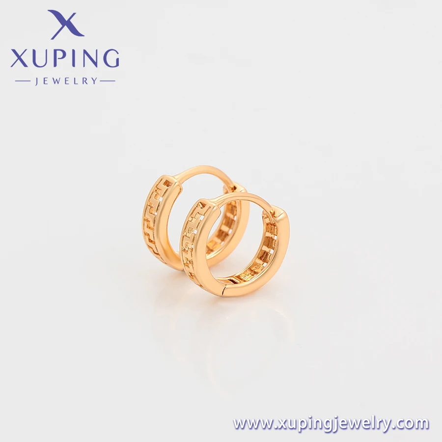 S00141127 Xuping Cheap Price Weekly Deal Copper Jewelry Children 18K Gold Color Great Wall Pattern Hollow Out Huggie Earring