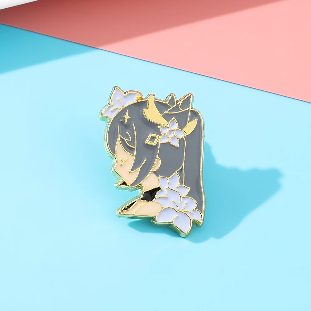 Wholesale Japan Anime Lapel Pin Genshin Impact Cartoon Character Metal Badge Brooch