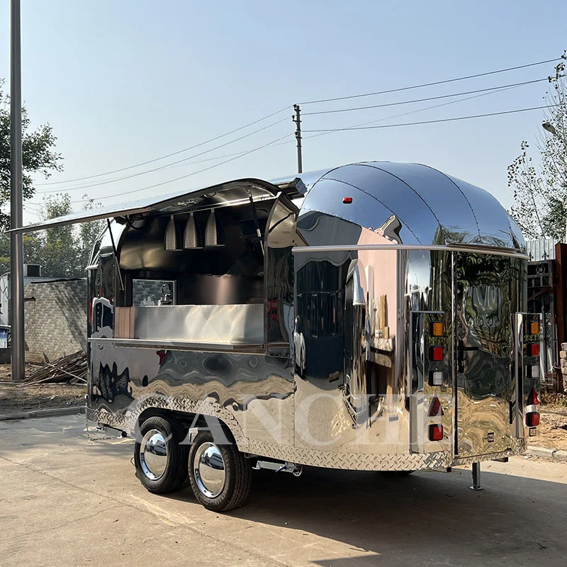 Airstream стиль из нержавеющей стали роскошный кемпер прицеп открытый индивидуальный многофункциональный мобильный Кемпинг киоск тележка