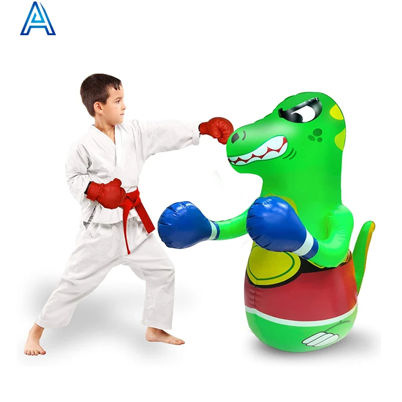 Cute cartoon design eco-friendly vinyl PVC air blow inflatable dinosaur bop bag punching bag boxing boxer bag