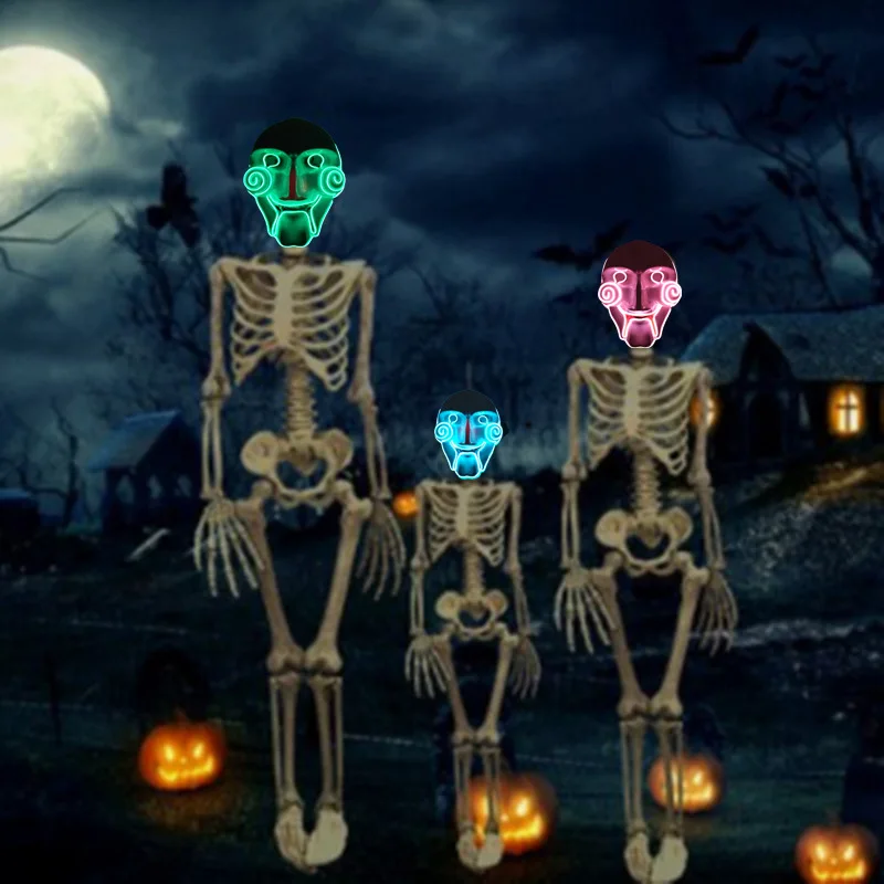 Glowing Skeleton Party Masquerade Mask for Halloween Cosplay Carnival Party Gothic Style Luminous Mask for Ball Costume
