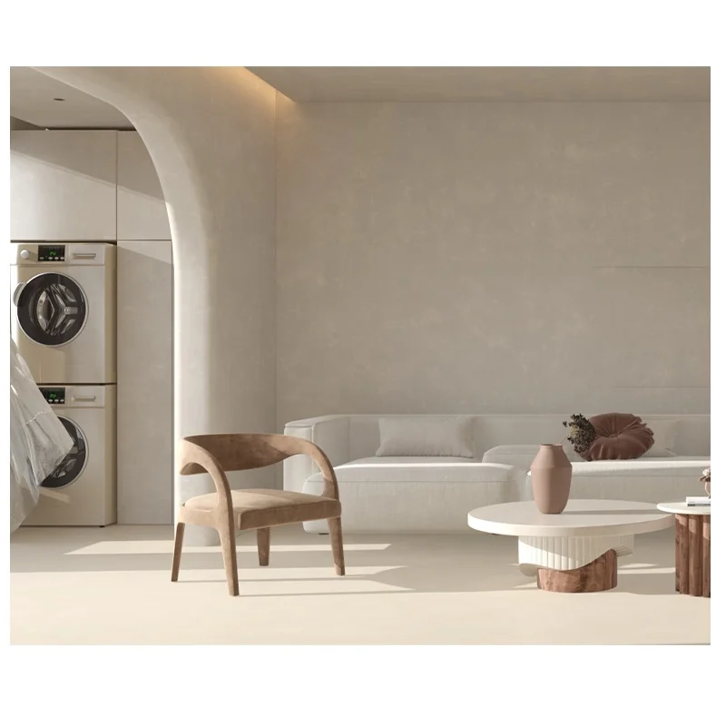 600X1200Mm Wabi-Sabi Style Beige White Cream Micro Cement Porcelain Tile Kitchen Bathroom Living Room