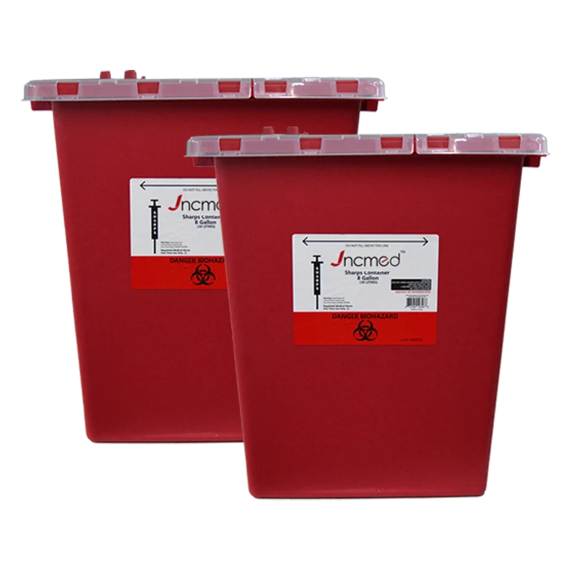 JCMED Plastic sharps container 8 gallon  bin medical pure syringe with box