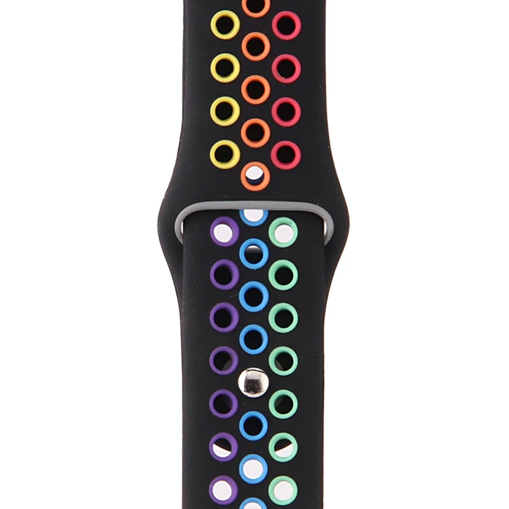 Радужный силиконовый ремешок для Apple Watch черный серия 6 белый спортивный iwatch серий