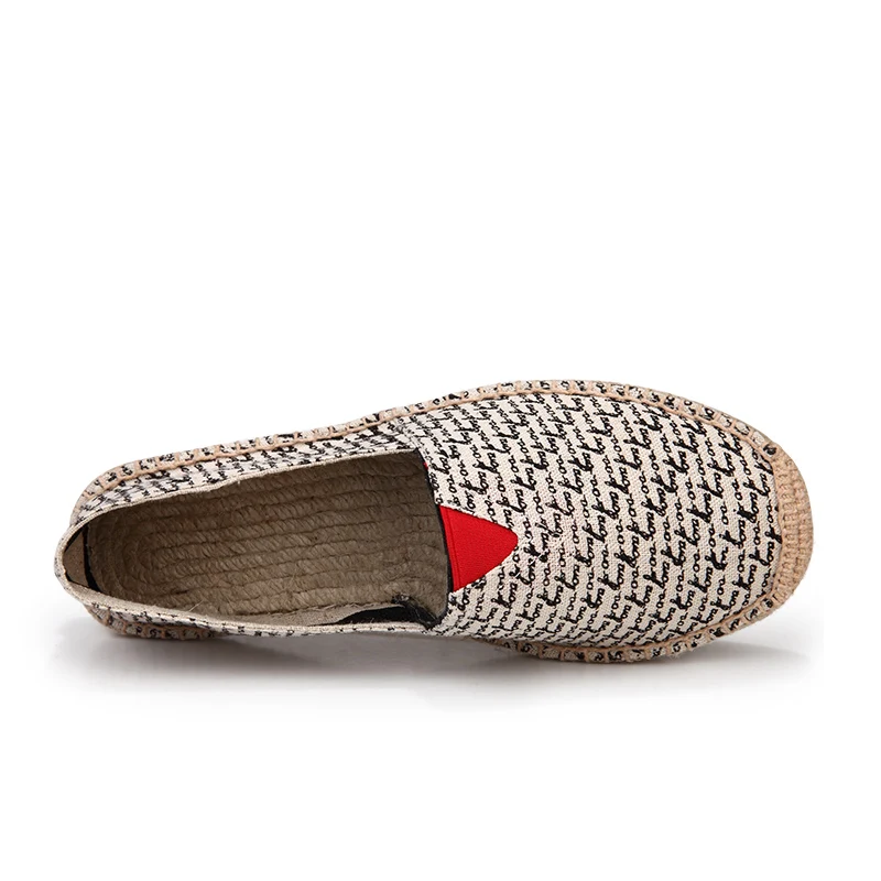Customized Letter patterns closed toe grossistes barefoot espadrilles womens men flat jute espadrilles shoes
