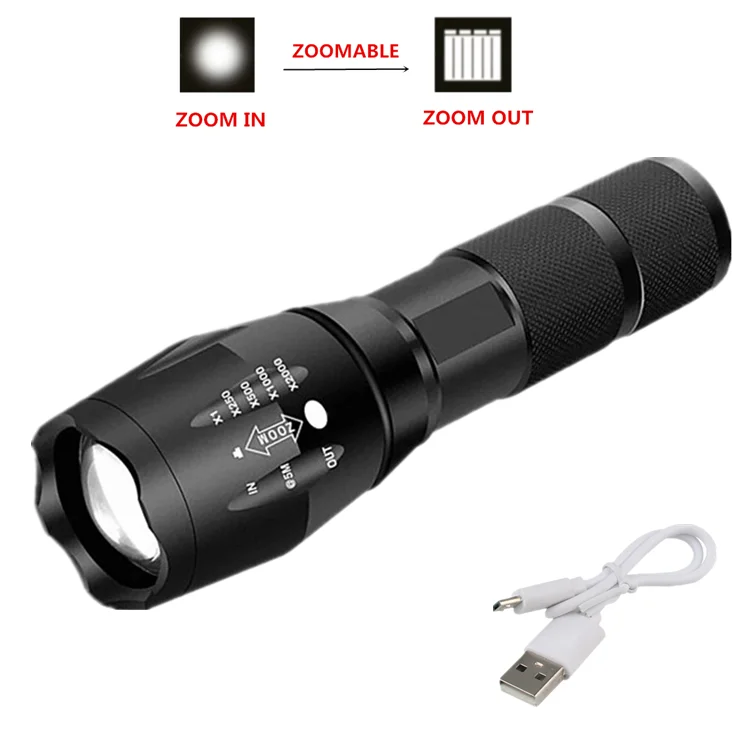 Customized LOGO Wholesale Promotion 10W xml t6 Rechargeable Mini Flashlight USB Torch for Self defense