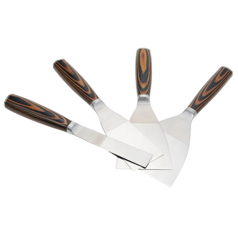 4pcs Set Stainless Steel Putty Scrapers 1/2/3/4 Inch with Wood Handle Wall Repair Painting Plastering