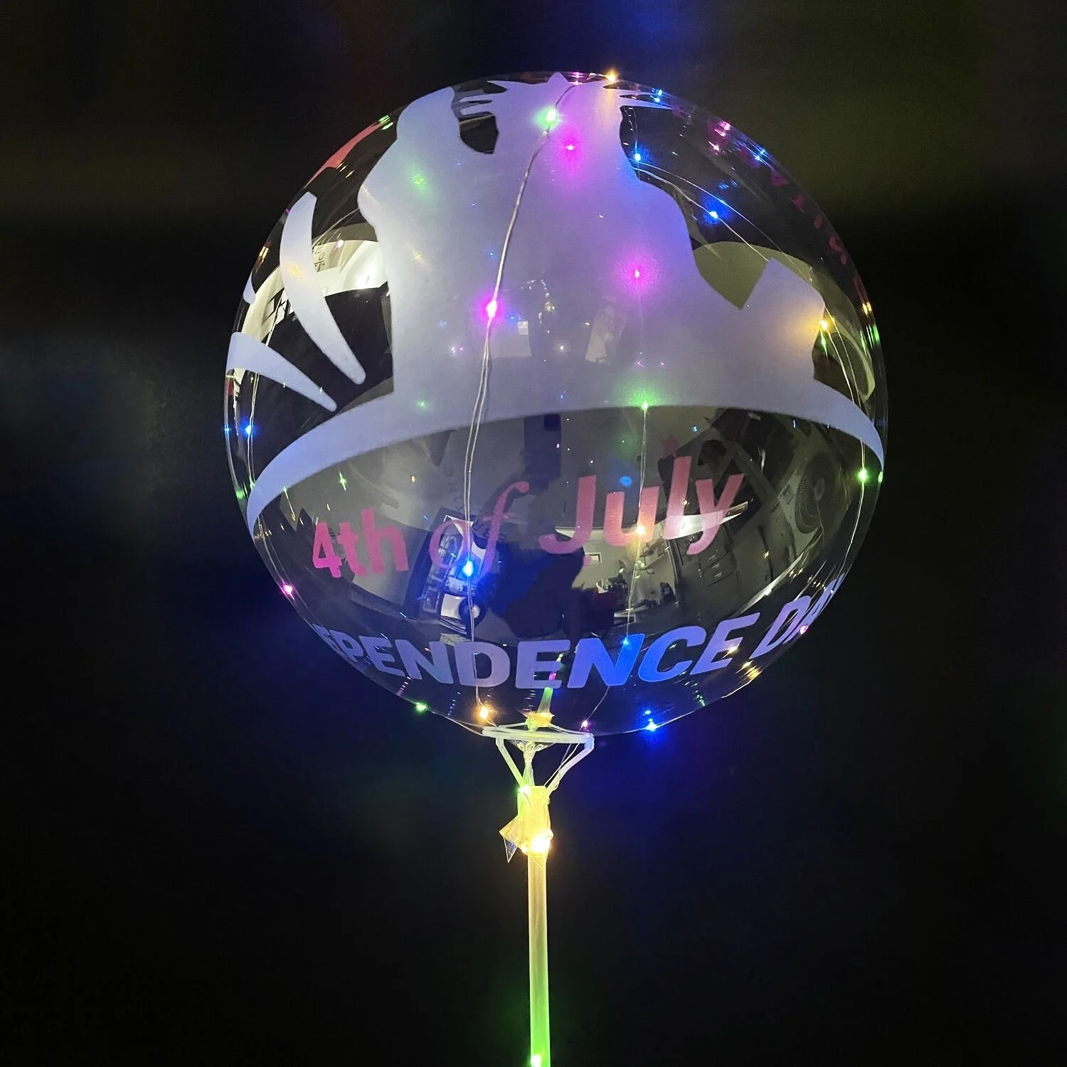 Helium Stuffing New Year Christmas Wedding Party Bubble Balloons Round Confetti Feather LED Light Up Bobo Balloons with Print