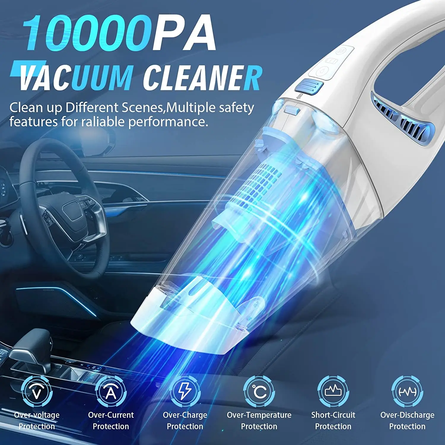 Car Handheld Vacuum Cordless Portable Rechargeable Cordless Handy Vacuuming With Strong Suction For Car And Home Use