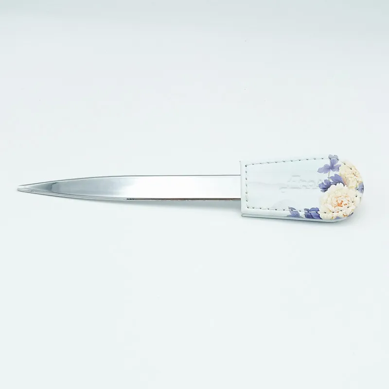 OEM логотип белый цвет буквы резак кожаный чехол металлический резак для букв открывалка для букв