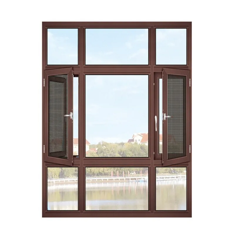 Aluminum hurricane proof soundproof glass windows white black double glazed insulated glass casement swing window