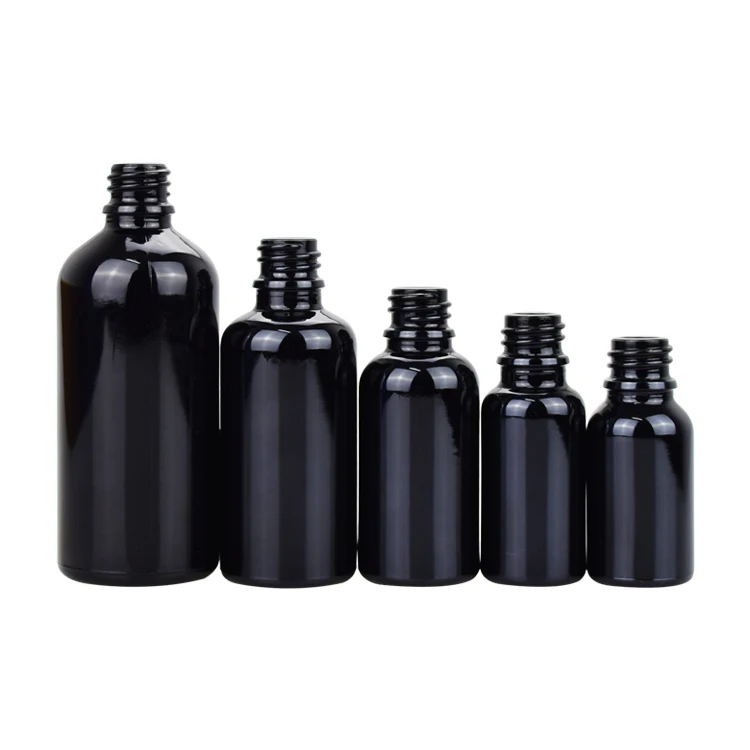 Hot sale luxury black cosmetic packaging essential oil 30ml 50ml 100ml glass dropper bottles with packaging box