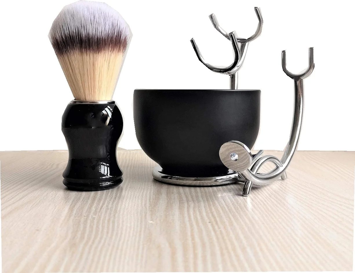 Black Color Shaving set  3-in-1 Includes Shaving Brush Shaving Bowl Razor With Stand