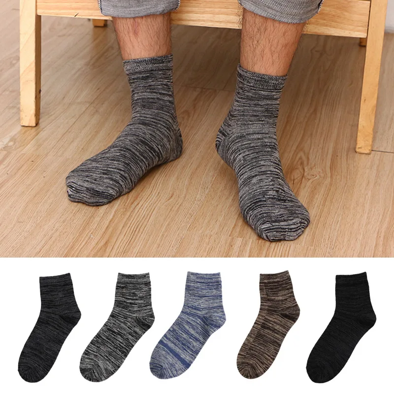 2024 New model good quality vintage soft comfortable solid color crew 100% cotton dressed socks for men accessories
