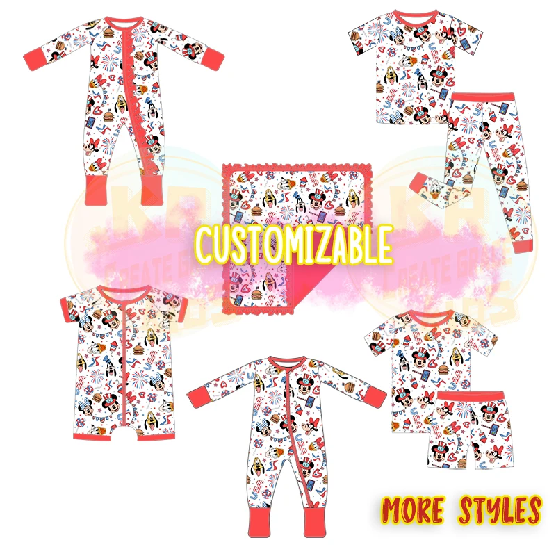 Custom Print Bamboo Fabric Newborn Baby Infant Zipper Clothes Onesie Rompers Bamboo Viscose Toddler Pajamas Sleeper Clothes