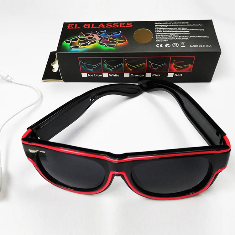 new year 2024 glow in the dark Novelty Design Flashing EL LED Fashionable Sunglasses teens With USB Recharge for party festal