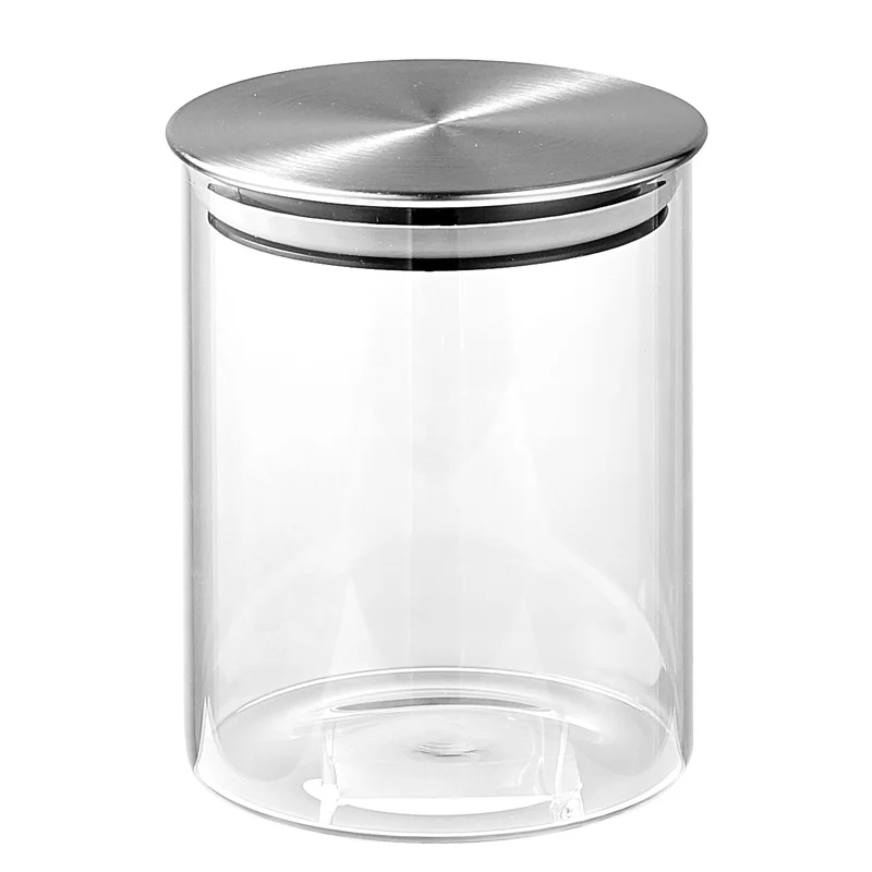 New Clear Wide Mouth Kitchen Spice Box Food Candy Storage Borosilicate Bottle Container Glass Jar With Stainless Steel Lid