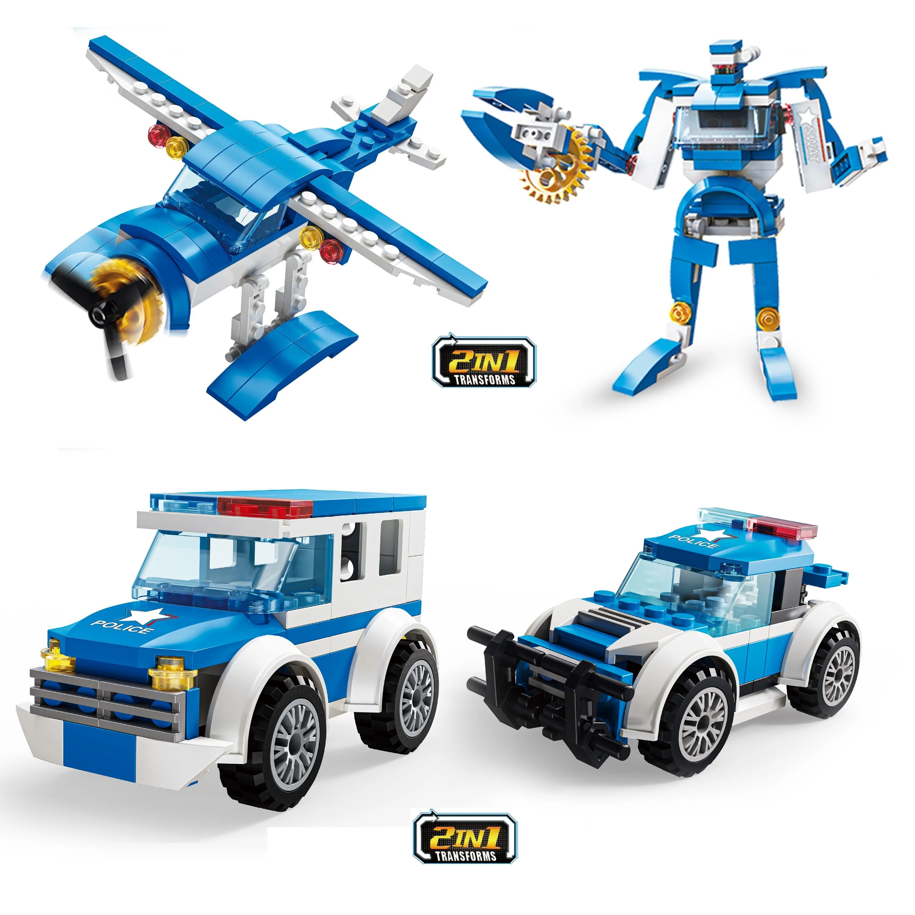 KFS Police Command Car Building Blocks Puzzle Compatible Toy Boy Small Particle Police Car Model