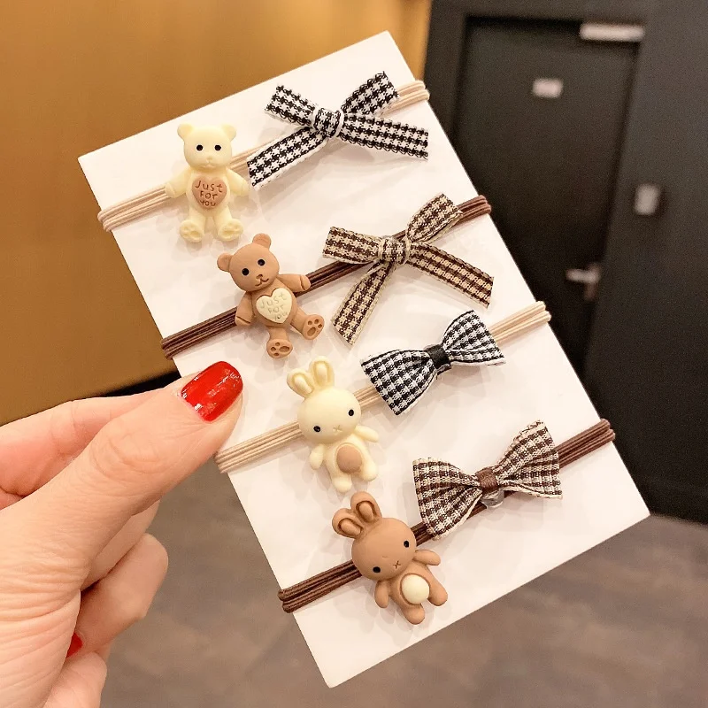 Ball sugar teddy bear hair tie high elastic headrope ponytail holders bows elastic hair rubber bands accessories for women girls