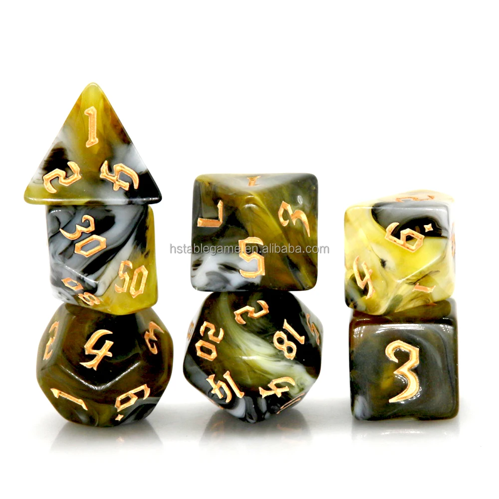 HS Dice Blend colors  Polyhedral DnD Mixed Color Dice 7pcs Set for RPG Dungeons and Dragons Board Games